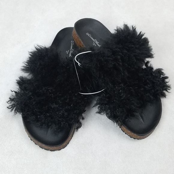 NWT Ember Dual Strap Fur Fuzzy Slide Sandals - Picture 5 of 6